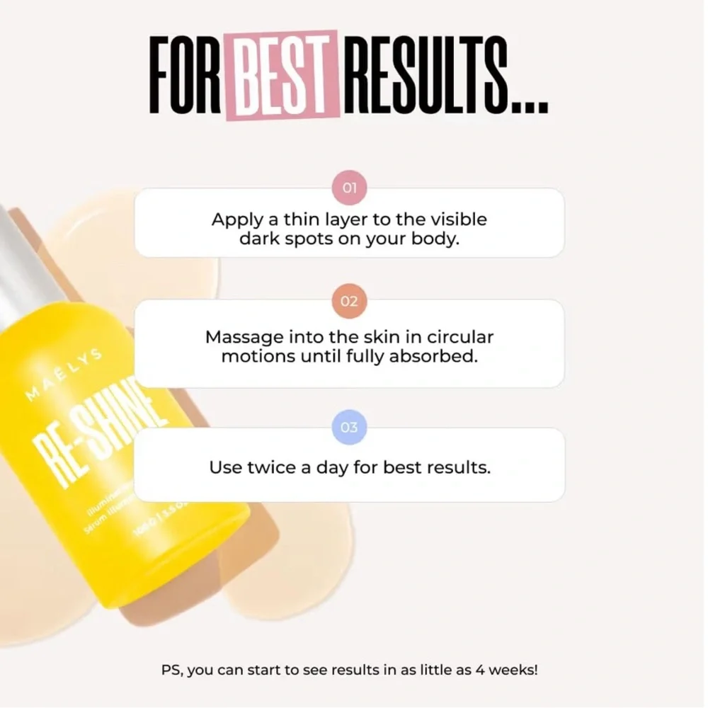 New MAËLYS RE-SHINE Illuminating Body Serum - Hyaluronic Acid Body Serum 3.5 oz - Picture 5 of 9